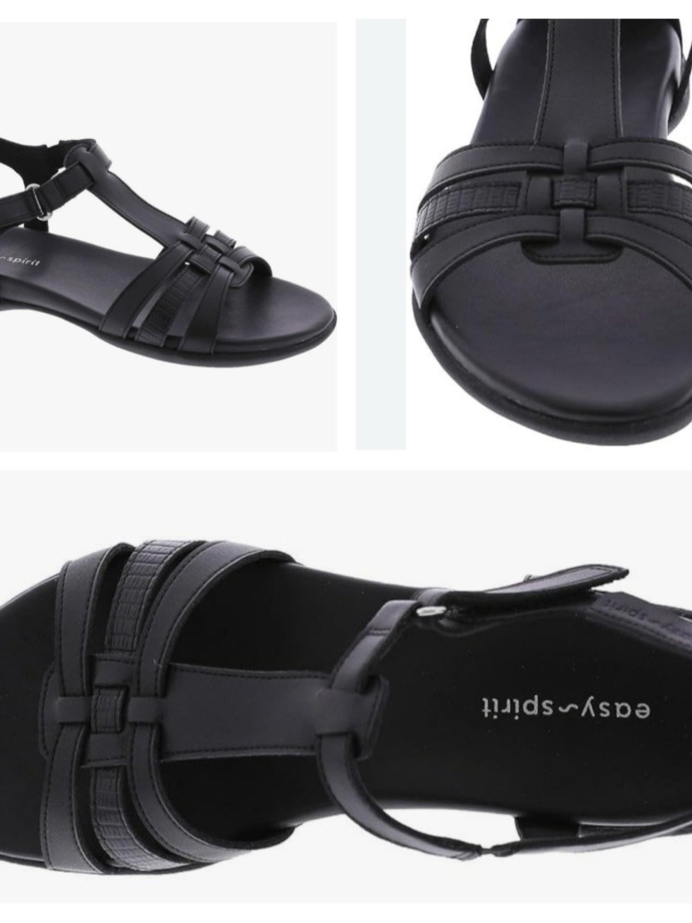 Easy Spirit Black Strappy Comfort Sandal size 7.5 M